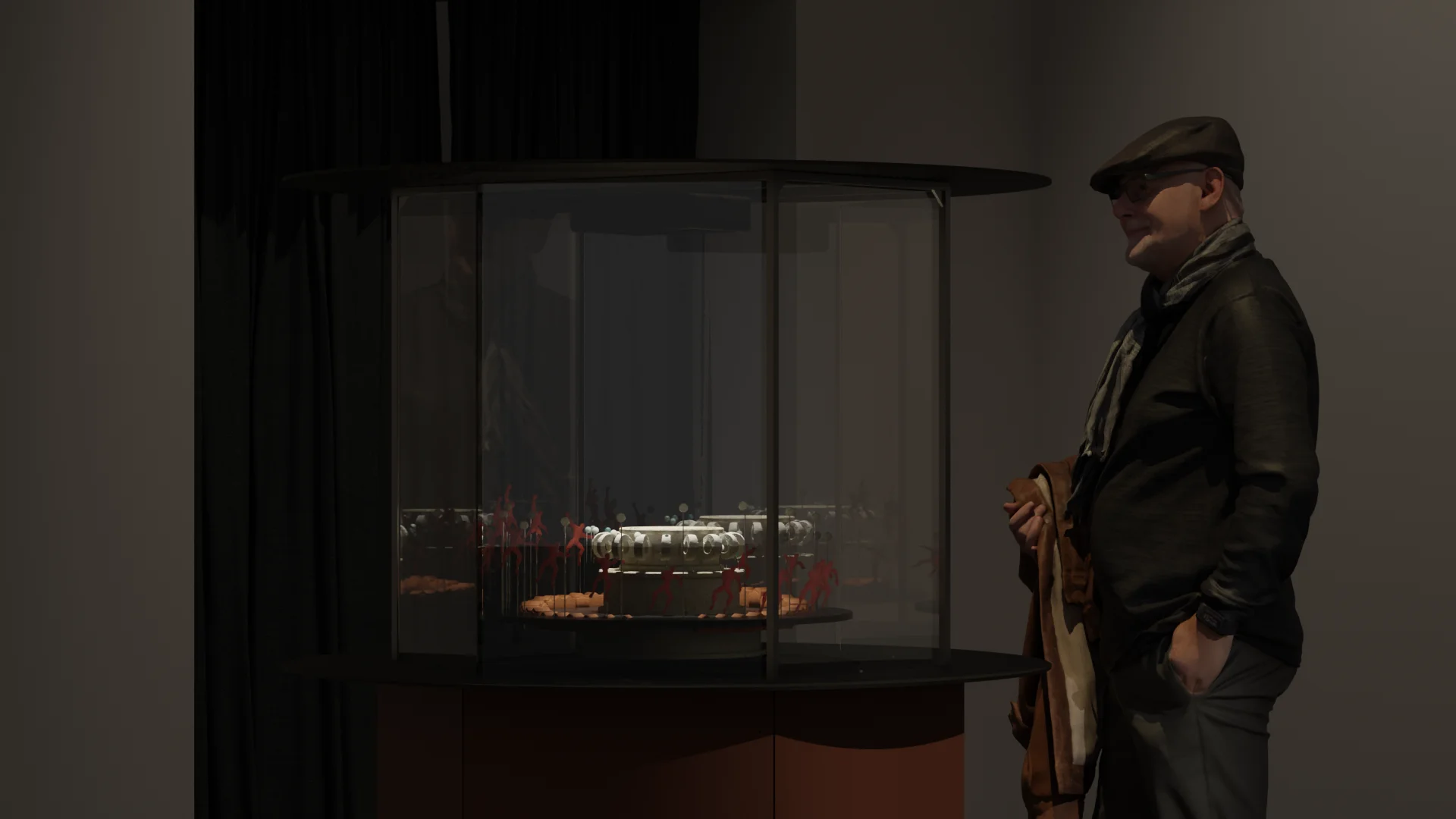 Museum visitor engaging with the Zootropo 3D installation
