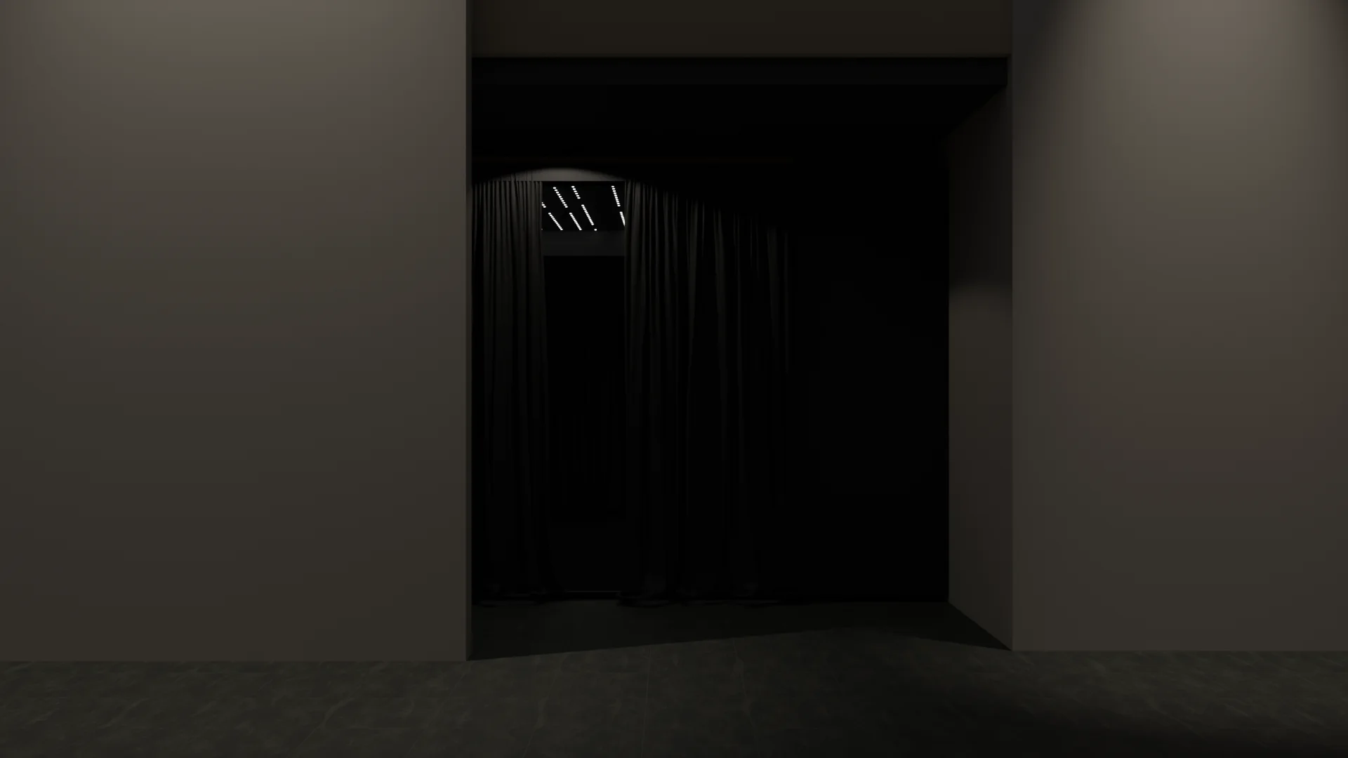 Infinity Room — curtained entrance in museum corridor