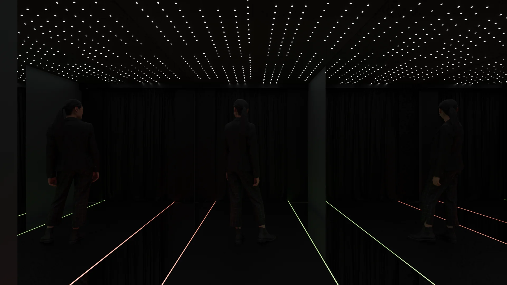 Infinity Room — interior with mirror reflections and colored LED floor lines