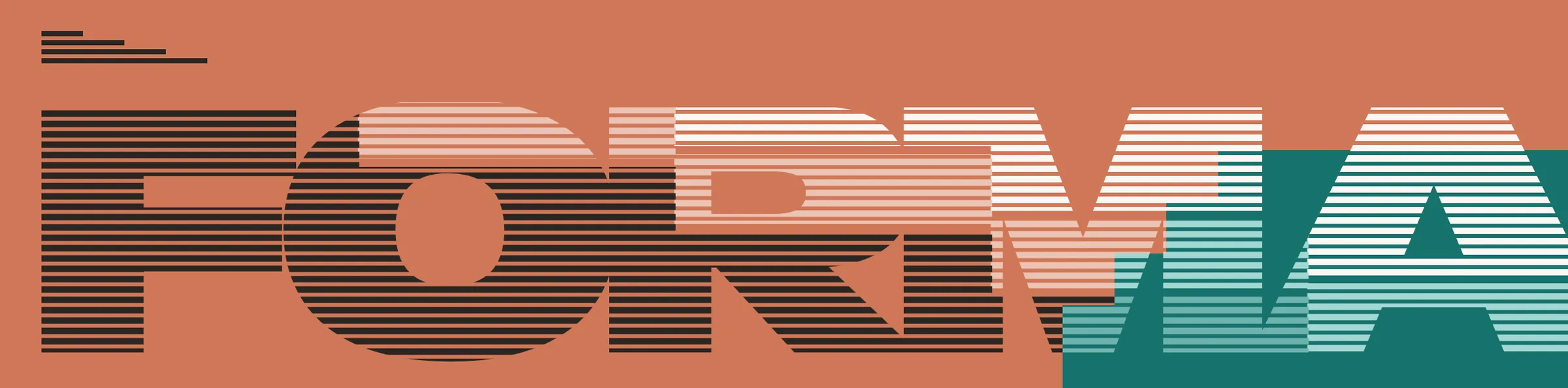Banner de Forma con el logotipo fragmentado en franjas