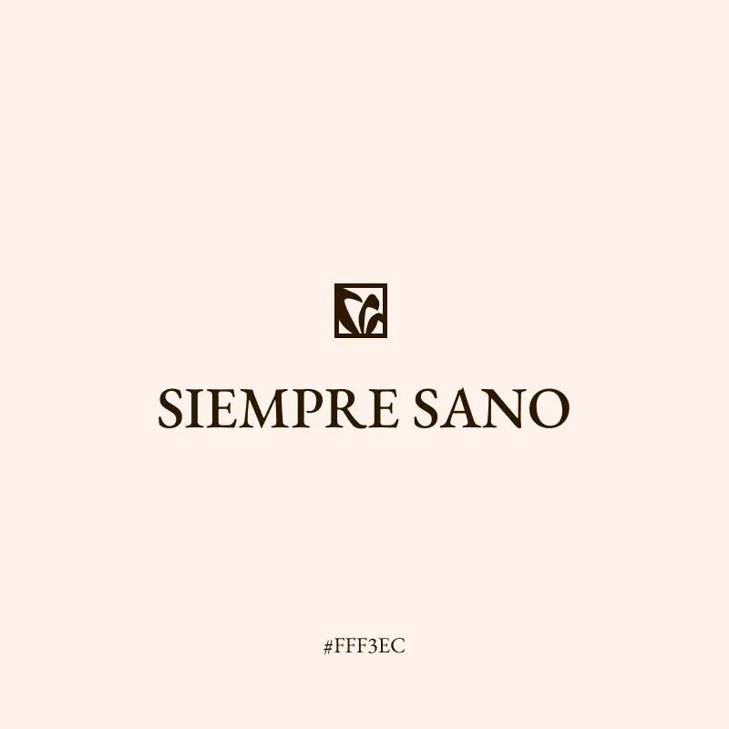 Logotipo de Siempre Sano en café sobre crema, color #FFF3EC