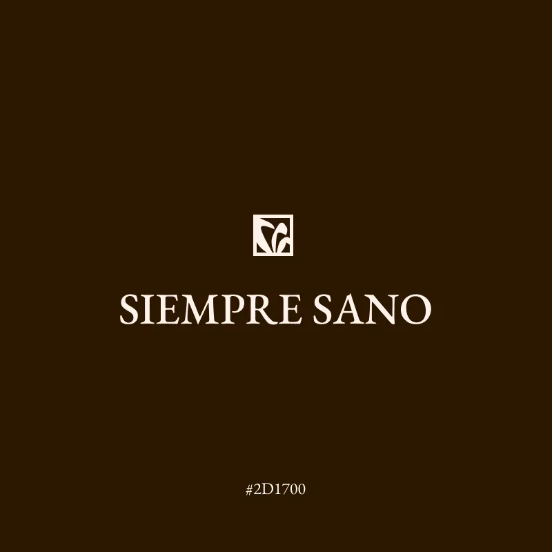 Logotipo de Siempre Sano en crema sobre café, color #2D1700
